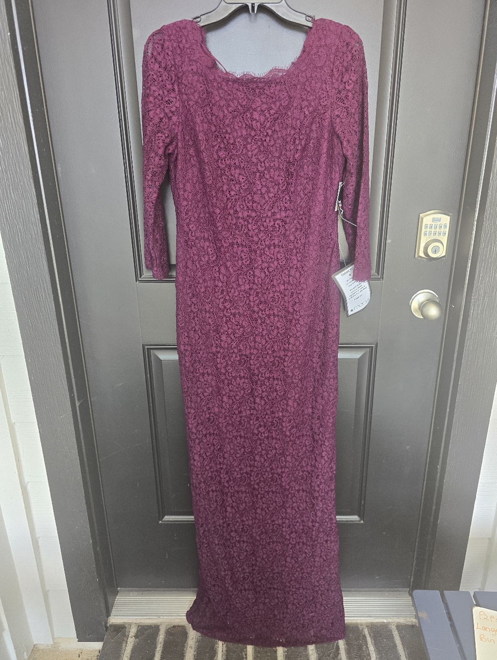 Betsy & Adam Purple Lace Evening Gown Maxi Dress Size 8 Formal Cocktail Elegant